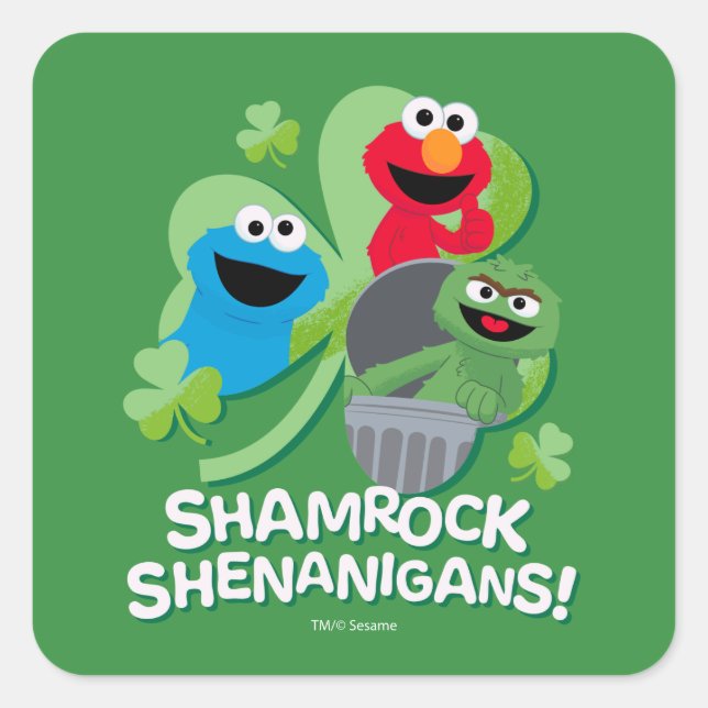 Sesame Street | Shamrock Shenanigans! Square Sticker (Front)