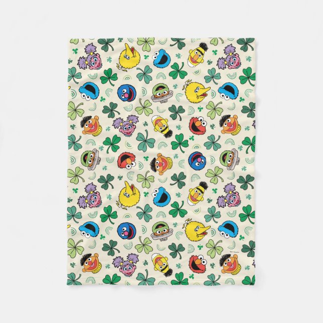 Sesame Street St. Patrick's Day Pattern Fleece Blanket (Front)