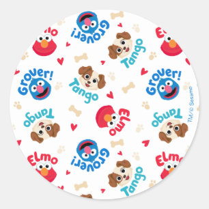 Sesame Street   Tango, Elmo, & Grover Pattern Classic Round Sticker