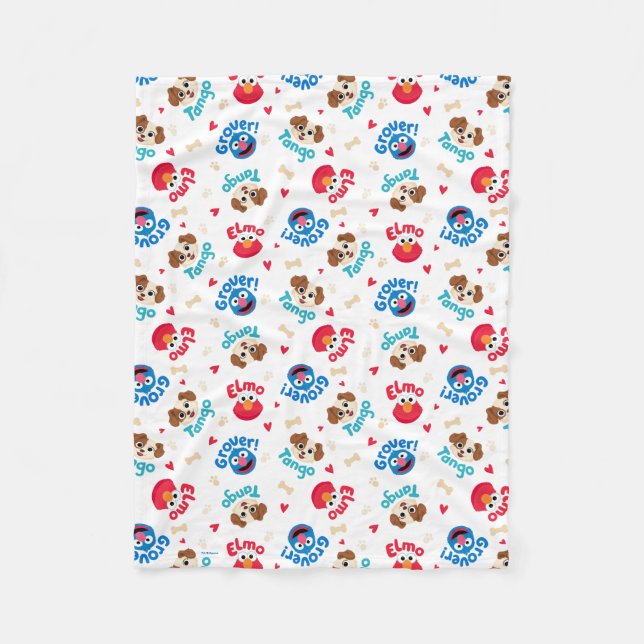 Sesame Street | Tango, Elmo, & Grover Pattern Fleece Blanket (Front)