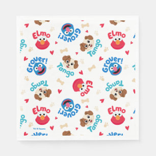 Sesame Street   Tango, Elmo, & Grover Pattern Napkin