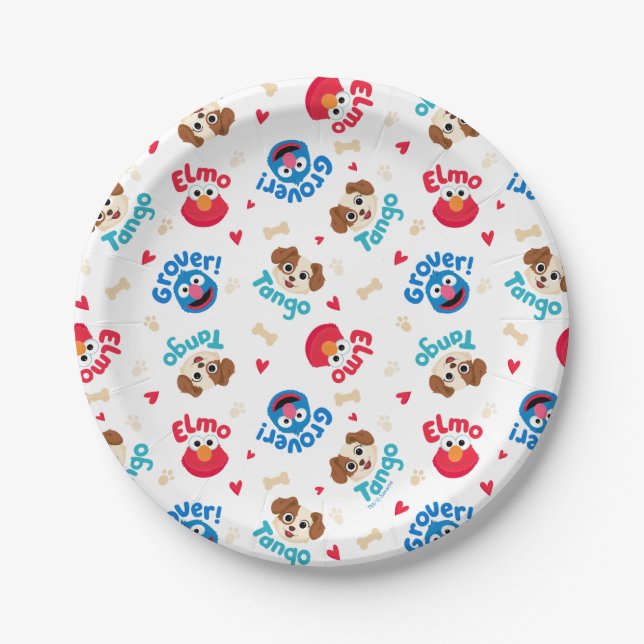 Sesame Street | Tango, Elmo, & Grover Pattern Paper Plate (Front)