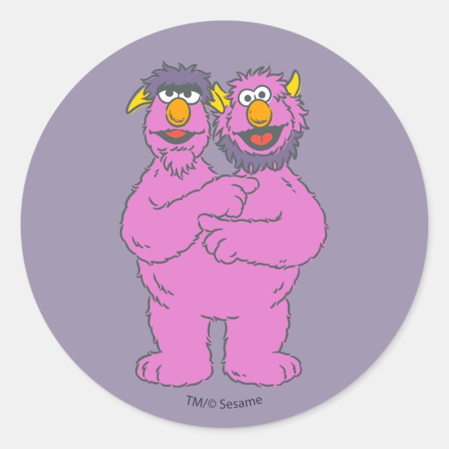 Sesame Street Two-Headed Monster Classic Round Sticker (Front)