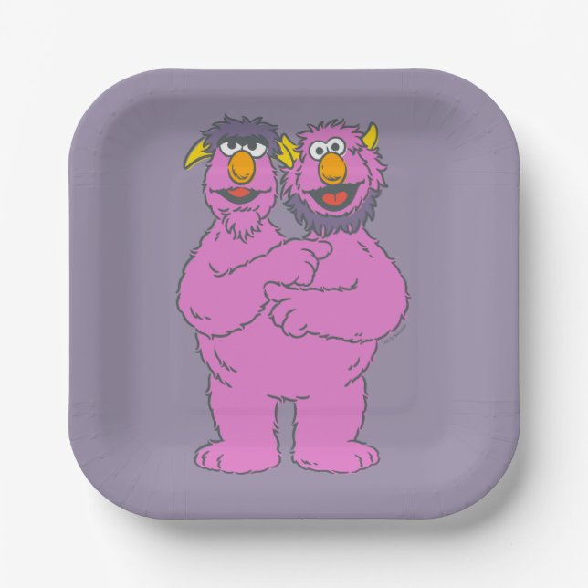 Sesame Street Two-Headed Monster Paper Plate (Front)