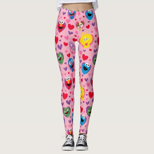 Sesame Street Valentine Hearts Pattern Leggings (Front)