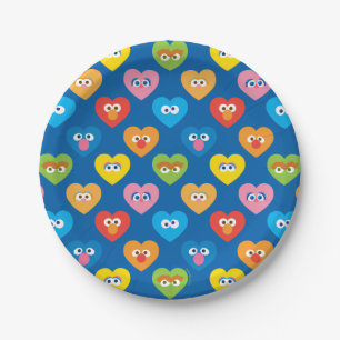 Sesame Street Valentine Hearts Pattern Paper Plate