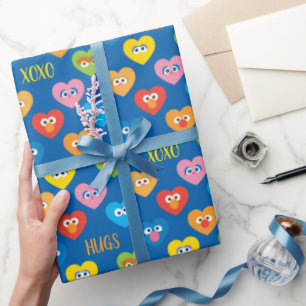 Sesame Street Valentine Hearts Pattern Wrapping Paper