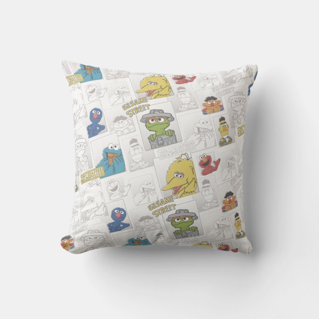 Sesame Street Vintage Comic Pattern Cushion (Front)