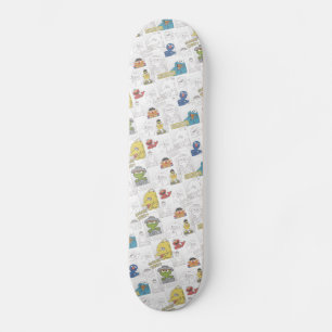 Sesame Street Vintage Comic Pattern Skateboard