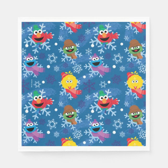 Sesame Street Winter Snowflake Pattern Napkin (Front)