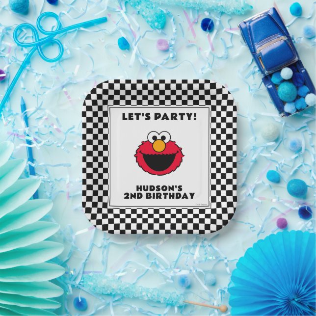 Sesame Street's Elmo Checkerboard Birthday Paper Plate (Party)