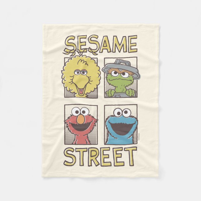 Sesame StreetVintage Character Comic Fleece Blanket (Front)