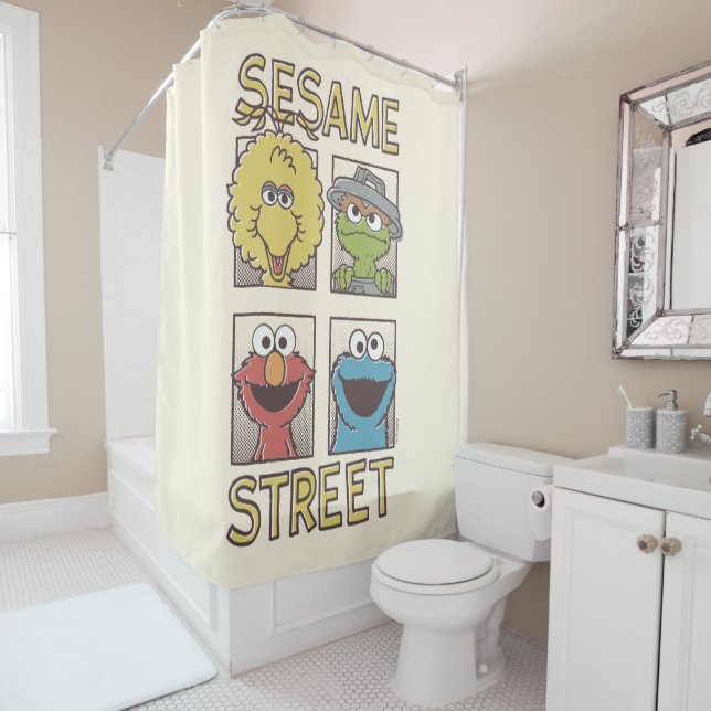 Sesame StreetVintage Character Comic Shower Curtain (In Situ)