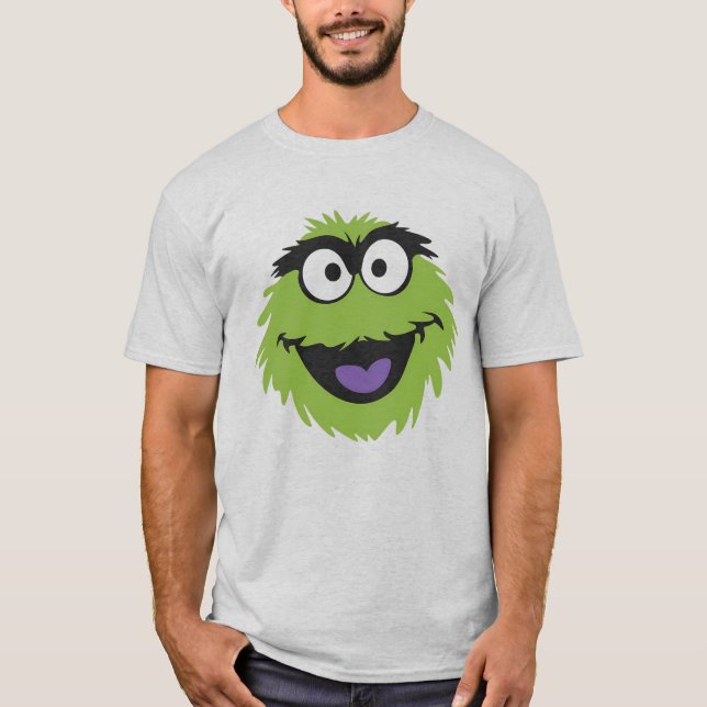 Sesamee Street Oscar the Grouch Face Gift Clothing T-Shirt (Front)