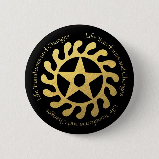 Sese WoSoban Life Change Symbol in Faux Gold Foil 6 Cm Round Badge (Front)
