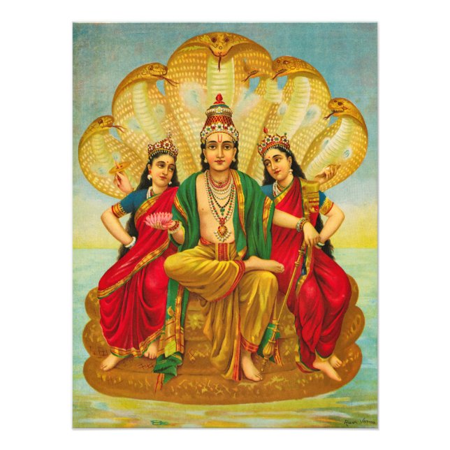 Sesha Narayana, King of Nagas by Raja Ravi Varma Photo Print (Front)