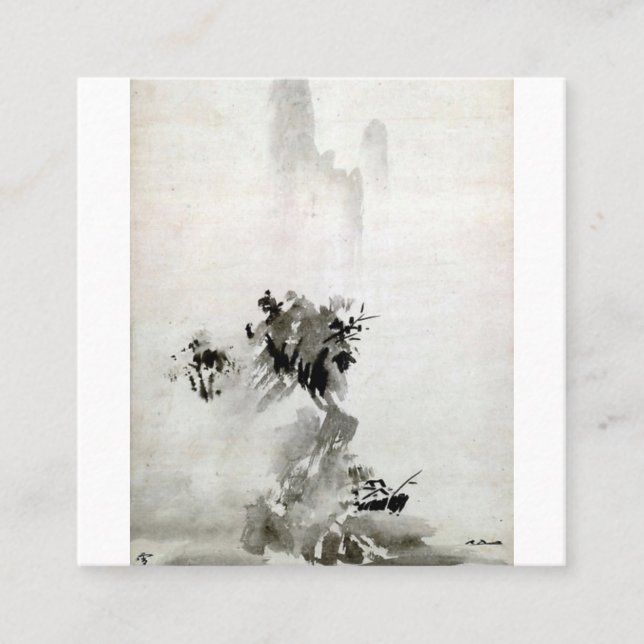 Sesshu Toyo Haboku - Sansui Landscape Square Business Card (Front)