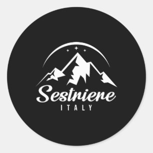 Sestriere Italy Ski Resort Skiing Snowboarding Sou Classic Round Sticker