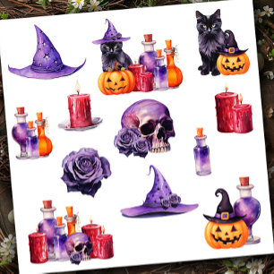 Set 1 Halloween Colourful Custom-Cut Vinyl Sticker