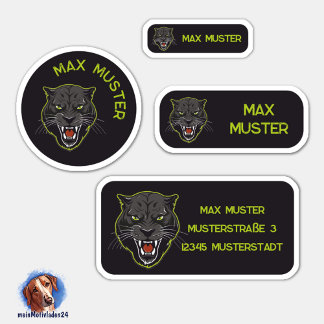 Set - 24 name stickers Panther black |