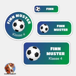 Set - 24 name stickers, soccer, gradient
