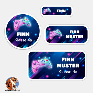 Set - 24 Namensaufkleber Gaming |  