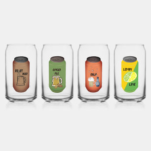 Set 2 "Soda" Drinkware Set Can Glass