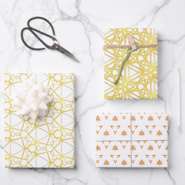 set 3 gift wrapping paper, Elegant and modern Paper Sheet (Front)
