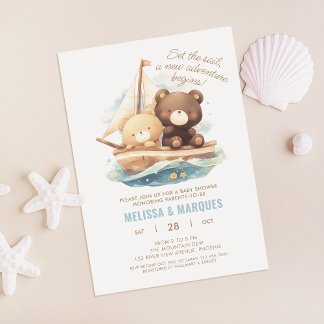 Set A Sail Bear New Adventure Baby Shower Invite