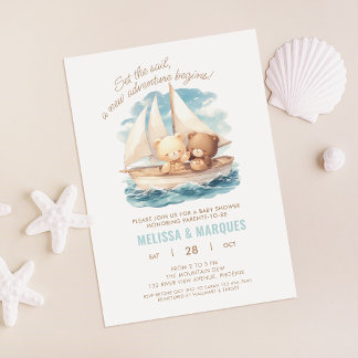 Set A Sail New Adventure Cute Baby Shower Invite
