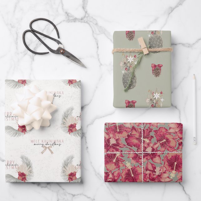 Set B, Hawaiian Style Christmas Wrapping Paper (Front)