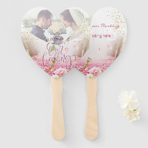 Set de abanicos para boda con flores y brillo hand fan