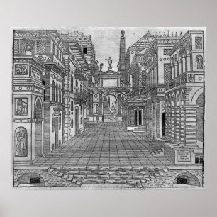 Set design for a tragic scene poster