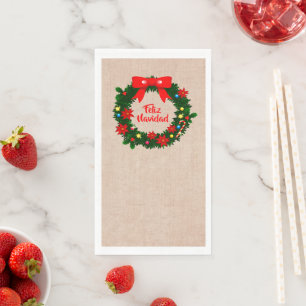 Set Feliz Navidad Merry Christmas Wreath Napkin