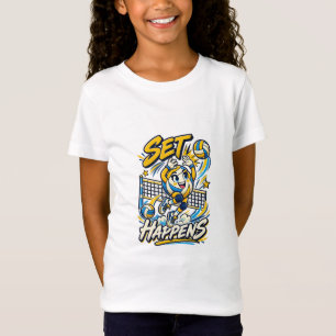 Set Happens Funny Volleyball Design T-Shirt