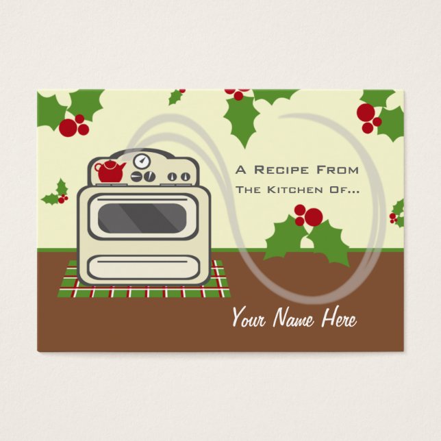 Set Of 100 Christmas Recipe Cards - Retro Kitchen (Front)