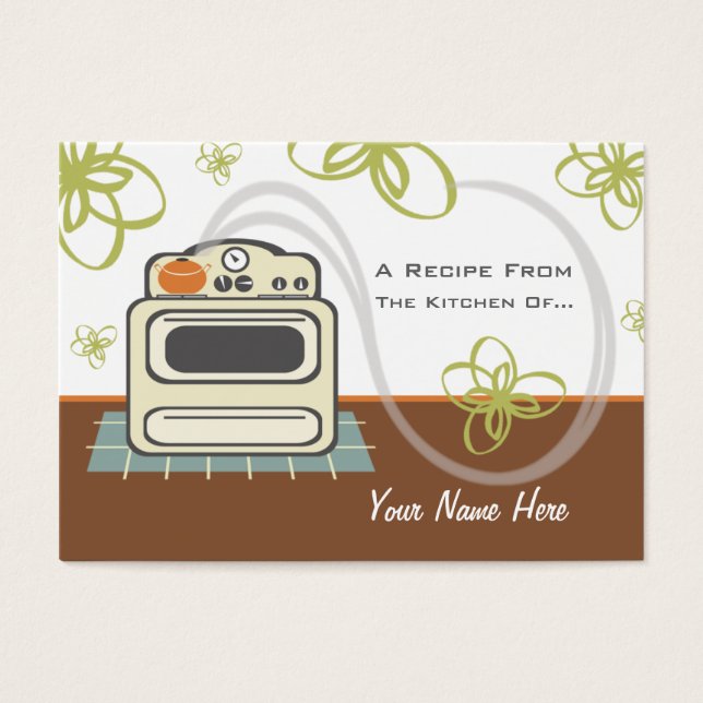 Set Of 100 Recipe Cards Retro Stove Modern Kitchen (Front)