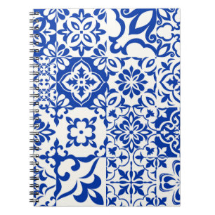 Set of 16 tiles Azulejos in blue, white. Original Notebook