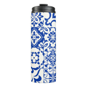 Set of 16 tiles Azulejos in blue,  white. Original Thermal Tumbler