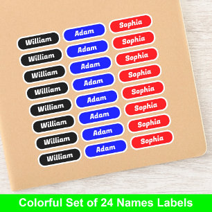 (Set of 24 Labels) Stylish Colourful Name Stickers