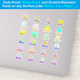 (Set of 24) Modern Monogrammed Names Waterproof
