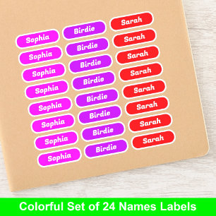 (Set of 24) Stylish Name Stickers for Girls