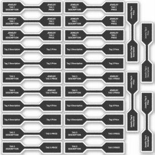 Set of 26 Jewellery Price Tag Black Barbell Sticke