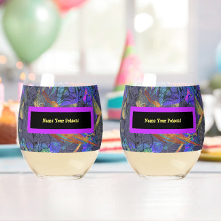 Set of 2 Name Your Poison Stemless Wine Glass