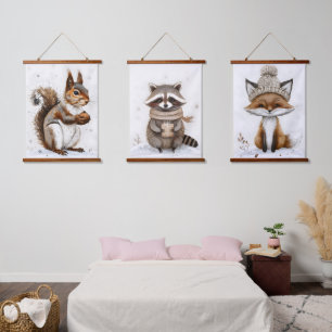 Set of 3 Cute HandDrawn Kids Christmas Wall Art