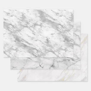 Set of 3 faux marble textures wrapping paper sheet
