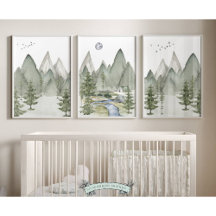 Set of 3 Mountain Nursery Prints