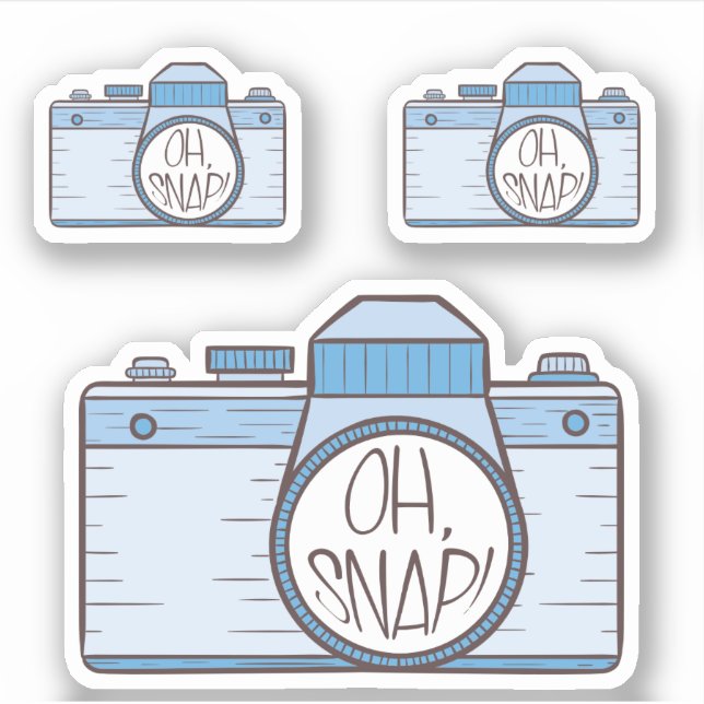 Set of 3 Oh Snap! Blue Pastel Camera Sticker (Front)