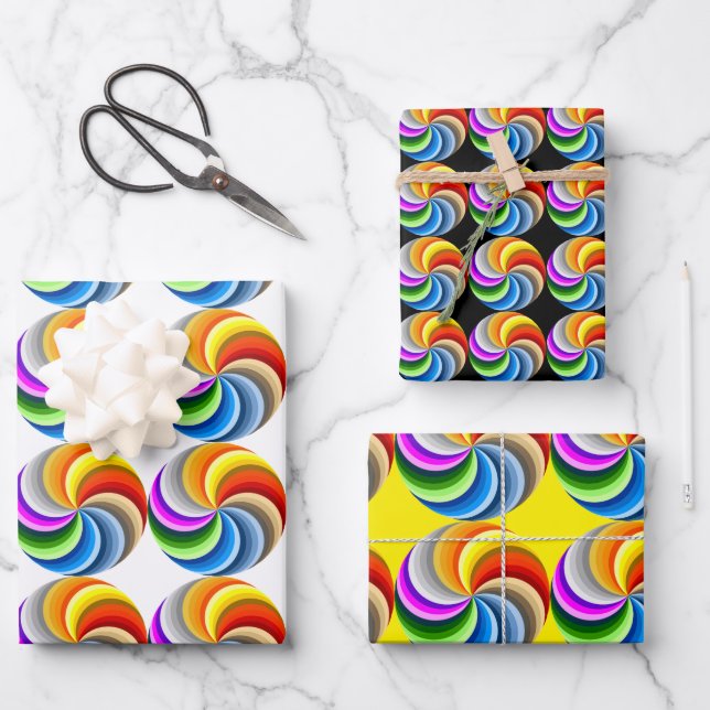 Set of 3 Pride Natilus Spiral Wrapping Paper Sheet (Front)