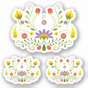 Set of 3 Purple Traditional Mexican Floral